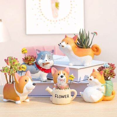 1PC Corgi pot potted desktop green decorative