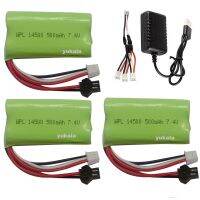 7.4V 500MAh 2S Li-ion Bateripengecas สำหรับ MN45 WPL D90 D12 RC Kereta Bot 2S Lipo Bateri Dengecas Aksori Kereta RC 14500