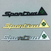 Logo Huruf โลหะ3D SPORTIVA สำหรับอัลฟ่าโรมิโอใบโคลเวอร์สี่แฉกสัญลักษณ์ด้านหลังลำต้นหญ้านำโชคป้ายสติกเกอร์ตกแต่งดัดแปลงแผ่นบังโคลนรถ