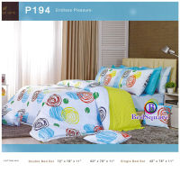 Premier Satin ? ชุดผ้าปูที่นอน+ผ้านวม ขนาด 6 ฟุต ? พิมพ์ลาย กราฟฟิค สีฟ้า คละสี Graphic Print P194