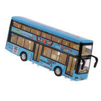 Pelune 1:50รถบัสสองชั้นของเล่นดึงกลับรถ Diecast ที่มีแสงและเสียง