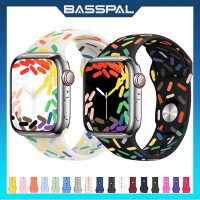 BassPal Pride สายนาฬิกา Apple อัลตร้าแบนด์49มม. 8 7 SE 6 5 4 3ซิลิโคนสีสันสำหรับ I สายนาฬิกาข้อมือ45มม. 41มม. 38 42 44 40