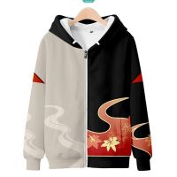 Genshin Impact Jacket Long Sleeve Zipper Tops Hooded Casual Coat Cosplay Outerwear Hooded Sweatshirt [GM]