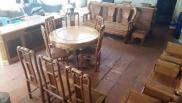 Bàn ghế phòng ăn, bàn ghế ăn tròn 1m4 gỗ gụ bàn 6 ghế