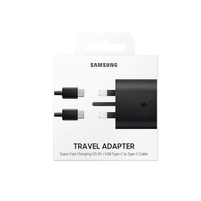 Adaptor Traveling Samsung 25W 5A ของแท้ของ Sqjd PD 3 Xqjd 0ที่ชาร์จความเร็วสูง USB-C สหราชอาณาจักรปลั๊กอะแดปเตอร์สำหรับ Samsung ผนัง Samsung กาแล็คซี่ S22 S21 S20 S20เฉียบ + Note 20 10 + 5G A90 A80 A70 A71 A33 S23กับ5A สายเคเบิลชนิด C USB
