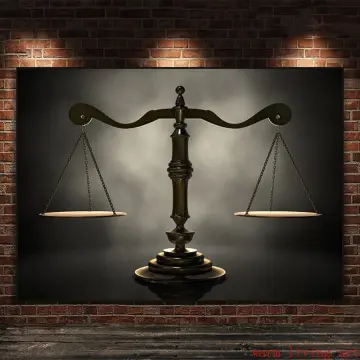 Scales Of Justice Lawyer Gift Art Canvas Painting Lawyer Office Wall Decor  Attorney Lady Justice Law