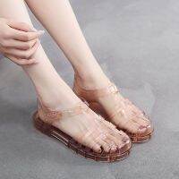 Sandals for Women Clear Summer 2023 Transparent Footwear with Low Heels Ladies Shoes Closed Crystal Jelly Shoe Sale H Korea F Or