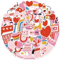 ☁♀✉ 10/50PCS Pink Love Stickers for Notebook Laptop Scrapbooking Phone Stickers Cartoon Valentines Day Craft Supplies Cool Kids Toy