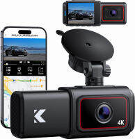 Kingslim D6 4K Dual Dash Cam - WiFi &amp; GPS Front and Inside Uber Car Camera with Super Night Vision and Parking Monitor, 3 Channel Dash Cam Upgradeable, Type C Charging, 256GB Supported D6 4K Front and Inside Dash Cam