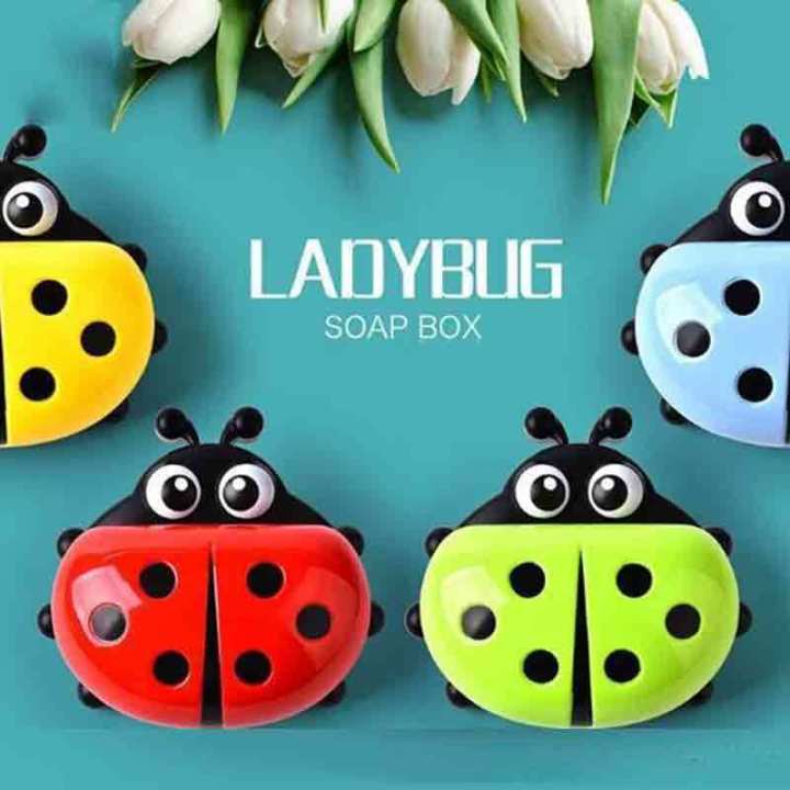 กล่องเก็บสบู่-ladybug-soap-box-กล่องใส่สบู่-กล่องใสสบู่-ที่ใส่สบู่-ที่เก็บสบู่-ที่วางสบู่แบบพลาสติกพร้อมปิดฝาสำหรับห้องน้ำ-เดินทาง