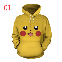 ฮูดดี้โปเกมอน3D พิมพ์เสื้อกันหนาวเสื้อโค้ตปิกาจูแจ็คเก็ตยูนิเซ็กส์ Psyduck Pullover