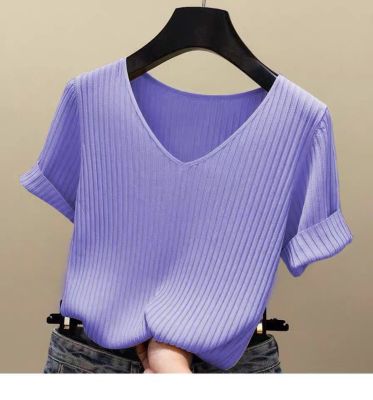 [Spot] summer ice silk sweater base ride black T-shirt short-sleeved womens shirt thin slimming 2023