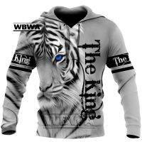 WBWA เสื้อสเวตเตอร์สวมหัวสำหรับผู้ชาย Hoodie Mewah ทุกเพศพิมพ์ลาย3D เสือราชาสัตว์สวมใส่เสื้อแจ็คเก็ตลำลอง DW85