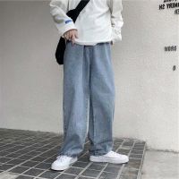 COD ∏ CUZ81VG V SHOP 【S-3XL】Mens Korean-Style Loose Denim Pants Popular Brand Straight-Leg Pants Light Color Casual All-match Large Fashion Trendy Wide Leg Straight-Leg Pants