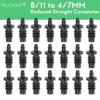 30PCS 8/11 to 4/7mm Reduced Connectors Garden Micro Hose Reducing Adapter Irrigation Pipe Barb Tube Joints 3/8 to 1/4 Tubing