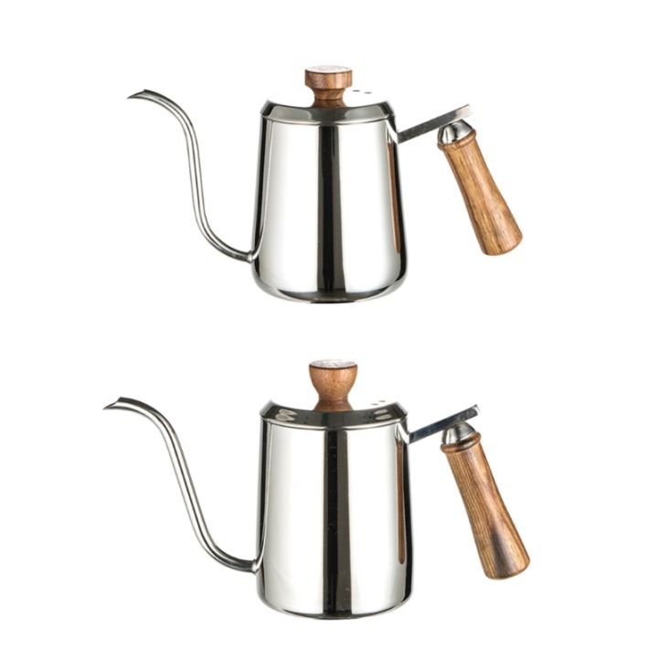 300600ml-สแตนเลสกาต้มน้ำกาแฟ-gooseneck-spout-pour-over-บางปาก-r-หม้อชา-scale-ไม้-handle