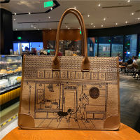 2021 Starbuck 50th ครบรอบกระเป๋าทรงสี่เหลี่ยมมีหูหิ้วสะพายไหล่สีน้ำตาลสีเขียวกระเป๋าสะพายไหล่หนึ่งชิ้นกระเป๋าความจุขนาดใหญ่ปอกระเจา