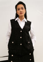 Zalia - Tweed Vest with Shirt Collar