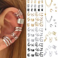 Silver Color Leaves Clip Earrings for Women Men Creative Simple C Ear Cuff Non Piercing Ear Ear Clip Set Trend Jewelry Gift