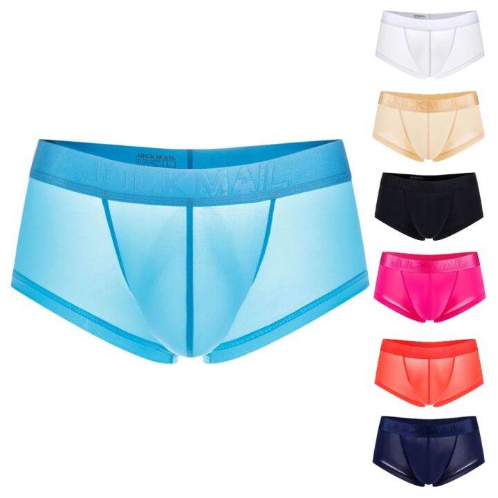 JOCKMAIL Ultrathin Ice Underwear Men Boxers Solid Convex Mens
