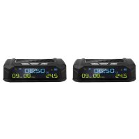 2X Car Solar Digital Clock with LCD Time Date In-Car Temperature Display for Outdoor Personal Car Part Decoration B