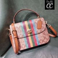 (Factory) C5644 MARLIE TOP HANDLE SATCHEL IN SIGNATURE CANVAS WITH STRIPE