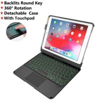 คีย์บอร์ดสำหรับiPad 9.7 2017/2018 (5th/6th Gen)/ iPad Pro 9.7/iPad Air 2 &amp; 1/ Ipad 10.2 (7th / 8th Gen)/Ipad Air 10.5 2019 (3rd Gen)/Ipad Pro 10.5-Swallows Home Touchpad Keyboad 360 Rotatable-Detachbale, Backlits 7สีพร้อมที่วางปากกา (ไม่ใช่ปากกา)