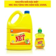 HCM Can Nước Rửa Chén NET 4kg Hương Chanh - Tặng chai NRC 250g Đậm Đặc