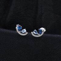 JewelryPalace Pear Natural Sky London Blue Topaz 925 Sterling Silver Stud Earrings for Woman Statement Fashion Gemstone Jewelry