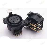 1pcs Plastic Shell 5pin Famale Plug Audio XLR Microphone Adaptor Gold-plated Bend Feet Five-core XLR Socket Connector