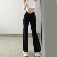 【CW】 Flared Pants V-shaped Low Waist Ladies Trousers Streetwear Mujer Trouser