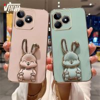 VRQR เคสโทรศัพท์กระต่ายยิ้มน่ารักสำหรับ Tecno Spark 10C Spark 10 Pro Spark10 4G เคสที่มีรูละเอียดเต็มป้องกันเลนส์กล้องดีไซน์ใหม่3D สเตอริโอขาตั้งเคสโทรศัพท์ไฟฟ้า