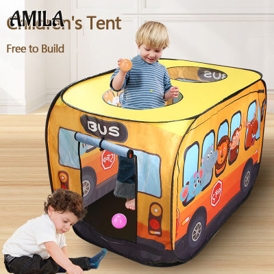 AMILA บ้านเด็กเล่นของเล่นกลางแจ้ง อัตโนมัติเต็นท์รถบัสการ์ตูนเต็นท์เด็กป๊อปอัป