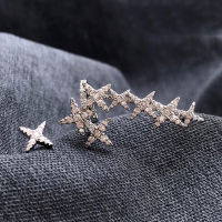 The New 925 Sterling Silver Asymmetrical Star Ear Bone Clip Stud Earrings Femal Design Light Luxury Monaco Jewelry