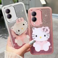 เคสสำหรับ VIVO Y17s 2023ใหม่เคสนิ่มผสมสีมันวาวพร้อมน่ารักสีชมพู KT เคสโทรศัพท์ซิลิโคนตัวปกป้องกล้องถ่ายรูปไล่ระดับสี VivoY17S