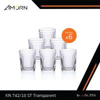 JJGLASS - (AMORN) KN 742/10 ST Transparent (1x6) - แก้วน้ำดื่ม แก้วน้ำผลไม้ แก้วลายริ้ว แก้วมีลวดลาย ความสูง 10 ซม. แพ็ค 6 ใบ