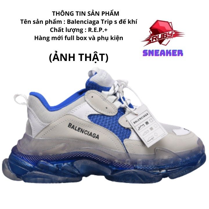 Giày Balenciaga Triple S Blue Grey  Xanh Dương Nam Nữ Replica 11