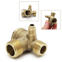 LJLJ-Male Thread 3 Way Metal Air Compressor Check Valve Gold Tone