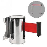 Retractable Ribbon Barrier Crowd Control Outdoor Stainless Steel Wall Mount Red Belt Sport Stanchion Queue 2m/3M/5m