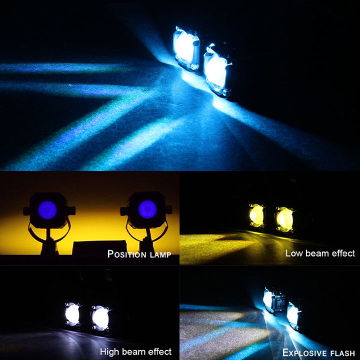 2x-strobe-evilleye-ไฟสปอร์ตไลท์-led-สีเหลืองอำพันสีขาวแบบสองสีสำหรับไฟหน้ารถจักรยานยนต์ไฟตัดหมอกโคมไฟสปอตไลท์ด้านหน้า