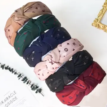 Korean Fashion Silk Scarf LV Turban Elegant Ponytail Hair Tie Ribbon Bow  Hair Rope Headband