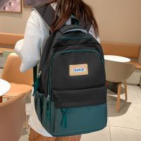 2023 High Quality Color Contrast Women Backpack Female Large Capacity Nylon Travel Bookbag Preppy Schoolbag for Senior Student