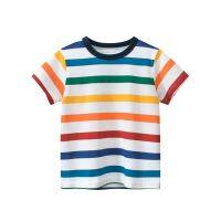 Summer 2023 Children Clothing Color Striped Baby Boys T-shirt For Girls Short Sleeve T-shirt 2-6Year Kids Top