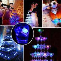 12ชิ้น LED ก้อนน้ำแข็งไฟ MULTICOLOR LED เซ็นเซอร์ของเหลวก้อนน้ำแข็งโคมไฟ LED บริษัทโกลว์ Light Up สำหรับบาร์คลับงานแต่งงานแชมป์ AGN