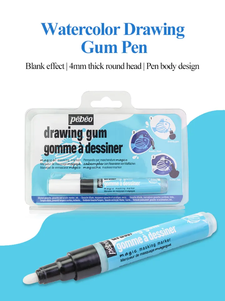 Pebeo Covering Blank Pen Type Blank Drawing Gum 4mm Watercolor Liquid  Leaving White Marker Erasable Blocking/Covering Liquid Pen