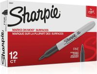 Sharpie Permanent Markers, Fine Point, Black, 12 Count