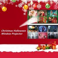 Led Christmas Lights Snow Projection Lamp Halloween Card Film Pattern Projector Colorful Spin Laser Ambient Light Christmas Deco Night Lights