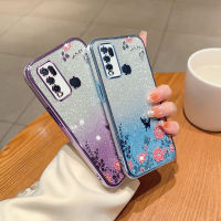 เคสสำหรับ Vivo Y30 4G / Y30 5G/Y50ลายดอกไม้ประดับเพชรแวววาวดีไซน์ซิลิโคนเคสมือถือกันกระแทกฝาครอบหลังเคสป้องกันผู้หญิง