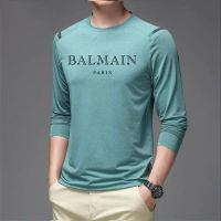 Original Balmain∮ Paris Men S Force Relaxed Fit Midweight Long-Sleeve T-Shirt Quick Dry Outdoor Shirt For Fishing Running Workout Pullover Moisture Wicking Performance เสื้อยืดแขนยาว