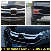 “{》} ABS อุปกรณ์เสริมโครเมียมสำหรับฮอนด้า CRV CR-V 2015 2016กระจังหน้ากลางตะแกรงสัญลักษณ์ด้านหลังไฟตัดหมอกไฟตัดปลอกคอกันสุนัขเลีย